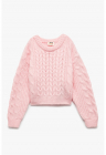 Pulover cu model torsade - Roz pastel