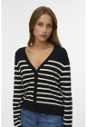 Cardigan cu decolteu in V si model in dungi – Alb/Negru – FashionDays.ro