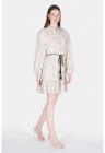 Rochie din amestec de in cu dungi – Bej/Negru stins – FashionDays.ro