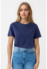 Tricou uni din amestec de modal - Bleumarin
