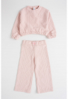Set de bluza de trening texturata si pantaloni - Roz prafuit