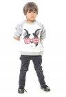 Bluza de bumbac cu imprimeu grafic – Rosu stins/Alb optic/Gri deschis melange – FashionDays.ro
