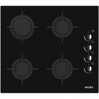 Plita incorporabila Arctic ARSGN64125S, Gaz, 4 arzatoare, Dispozitiv de siguranta, Gratare fonta, 60 cm, Sticla Neagra