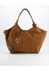 Geanta shopper  din piele intoarsa - maro - 32x51x11cm - cu manere de 39cm - curea detasabila - 2 buzunare interioare