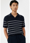 Tricou cu model cu dungi si decolteu in V – Alb/Bleumarin – FashionDays.ro