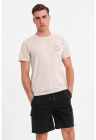 Tricou de bumbac cu pete decorative - Negru/Bej/Albastru