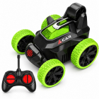 Masina de cascadorii cu telecomanda R/C, 40 MHz, rotire 360°, doua fete, roti mari, verde-negru – Hiris.ro