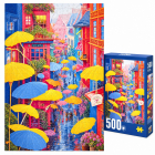 Puzzle Strada cu umbrele colorate, 500 piese, peisaj urban, multicolor – Hiris.ro