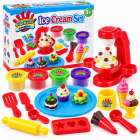 Set de plastilina creativa Ice Cream, 4 culori, aparat de facut inghetata si accesorii, 3 ani+ – Hiris.ro
