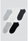 Set de sosete pana la glezna - 5 perechi - Negru/Gri deschis/Gri inchis melange