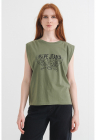 Tricou de bumbac Bertha - Verde feriga