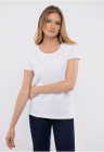 Tricou de bumbac cu decolteu la baza gatului - T‑DIANA - Alb - Alb