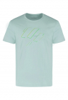 Tricou pentru barbati - cu maneci scurte - imprimeu geometric - bumbac - verde