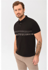 Tricou polo  O-Stev pentru barbati – negru cu imprimeu – FashionDays.ro