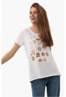 Tricou pentru femei  T-Netta – alb cu imprimeu stralucitor – FashionDays.ro