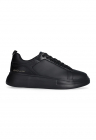Pantofi sport wedge de piele si piele ecologica - Negru