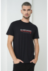 Tricou cu decolteu la baza gatului si imprimeu logo - Rosu/Negru