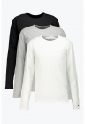 Set de bluze slim fit de casa - 3 piese - Alb/Negru/Gri melange