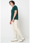 Tricou regular-fit cu decolteu la baza gatului Essential - Verde englez