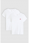 Set de tricouri slim fit de bumbac cu decolteu rotund – 2 piese – Alb – FashionDays.ro
