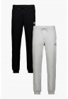 Set de pantaloni de trening slim-fit – 2 perechi – Negru/Gri deschis melange – FashionDays.ro