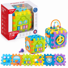 Cub educativ multifunctional 6 in 1 pentru copii, cu activitati senzoriale si motricitate fina, 18 luni+ – Hiris.ro