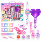 Set de machiaj de jucarie Little Princess pentru fete, cu oglinda luminoasa, ceas, palete si accesorii, 3+ ani – Hiris.ro