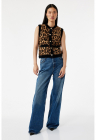Vesta tricotata cu animal print - Negru/Maro