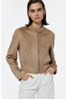Jacheta crop Radford de piele intoarsa ecologica - Caramel