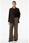 Pantaloni cu croiala ampla si model Herringbone - Maro