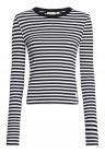 Bluza din amestec de bumbac cu decolteu rotund - Alb/Negru