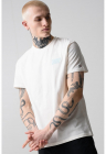 Tricou cu decolteu la baza gatului si imprimeu logo - Alb fildes
