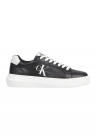 Pantofi sport din piele cu logo - Alb/Negru stins