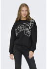 Bluza de trening cu broderie florala - Alb/Negru
