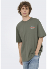 Tricou lejer din bumbac organic cu imprimeu grafic - Verde feriga