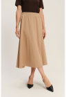 Fusta midi din amestec de modal - Maro camel