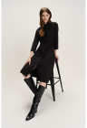 Rochie-camasa midi cu croiala dreapta - Negru