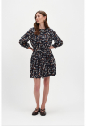 Rochie midi cu model - Alb/Bleumarin