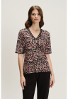 Bluza cu decolteu in V si imprimeu grafic - Negru/Bej