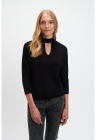 Bluza cu maneci medii si decupaj - Negru