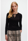 Bluza slim fit cu detaliu incrucisat frontal - Negru