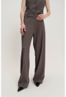 Pantaloni din amestec de modal cu croiala ampla si buzunare - Alb/Gri antracit