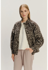 Jacheta lejera din amestec de lana cu animal print - Maro/Gri inchis