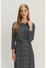 Rochie midi cu model si decolteu rotund – Alb/Bleumarin – FashionDays.ro