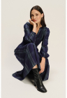 Rochie lunga cu decolteu in V – Alb/Albastru ultramarin – FashionDays.ro