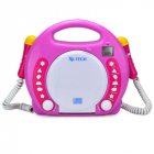 Karaoke copii Bobby Joey X4-TECH Roz  Stickere  Display LCD  Compatibil cu CD Audio MP3  Card SD si Stick USB – Alecoair.ro