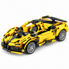 Set de constructie Supercar galben, 422 piese, mecanism pull-back, scara 1:18, 6 ani+ – Hiris.ro