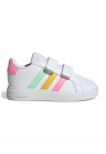 Pantofi sport din piele ecologica cu inchidere velcro Grand Court 2.0 - Alb/Roz/Verde menta