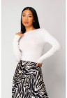 Bluza subtire din mix de casmir Off White 18310 - Alb