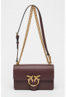 Geanta crossbody mica din piele cu aplicatie logo metalica Love One - Violet pruna